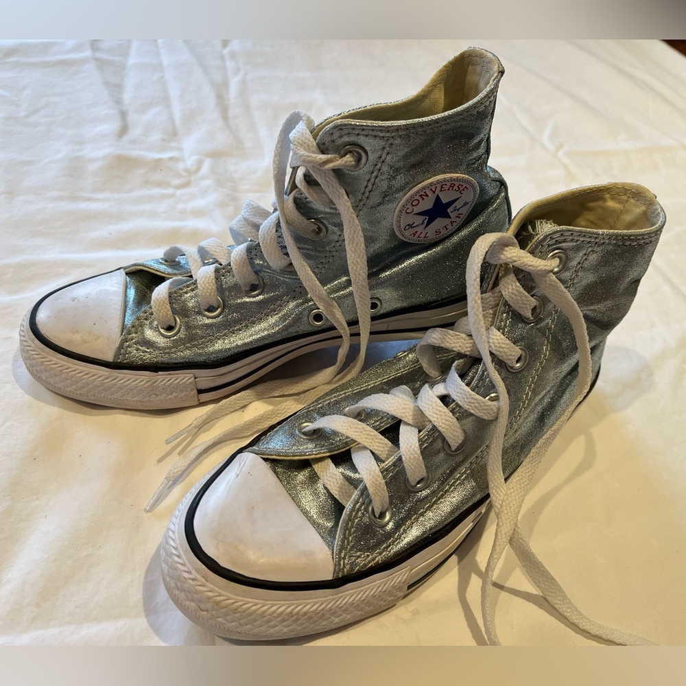 Blue metallic converse, size 6